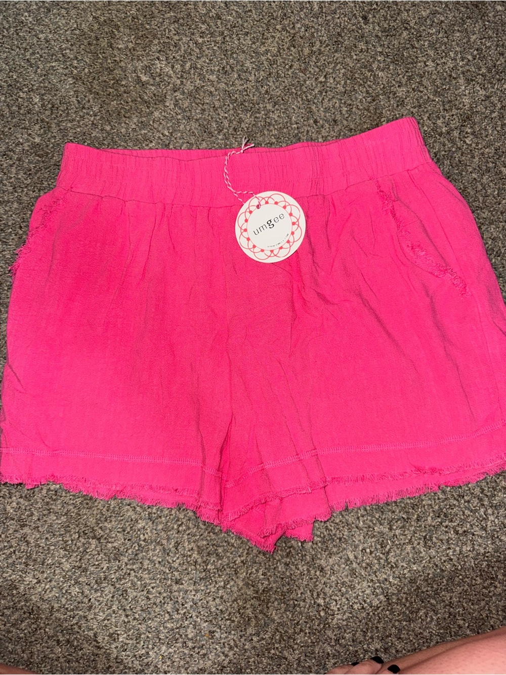 Umgee Neon Pink Elastic Waist Casual Shorts